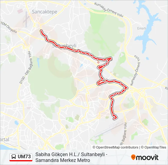 UM73 Bus Line Map