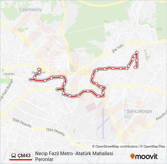 ÇM43 otobüs Hattı Haritası