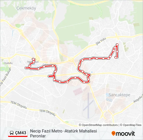 ÇM43 Bus Line Map
