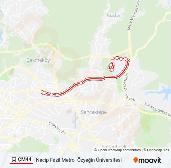 ÇM44 otobüs Hattı Haritası