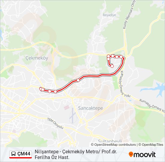 ÇM44 Bus Line Map