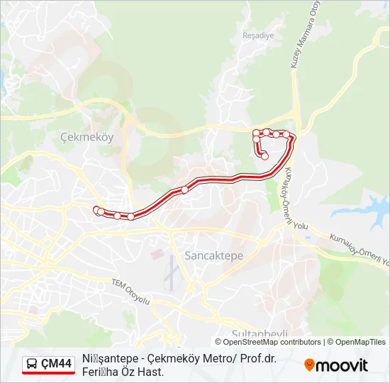 ÇM44 Bus Line Map