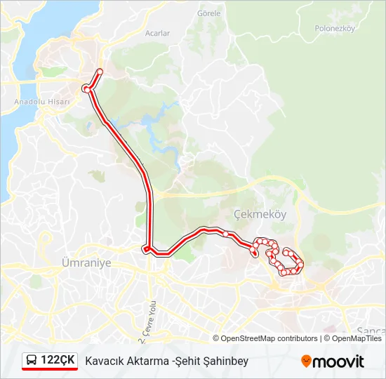 122ÇK Bus Line Map