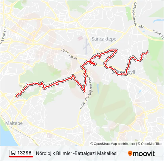 132SB Bus Line Map