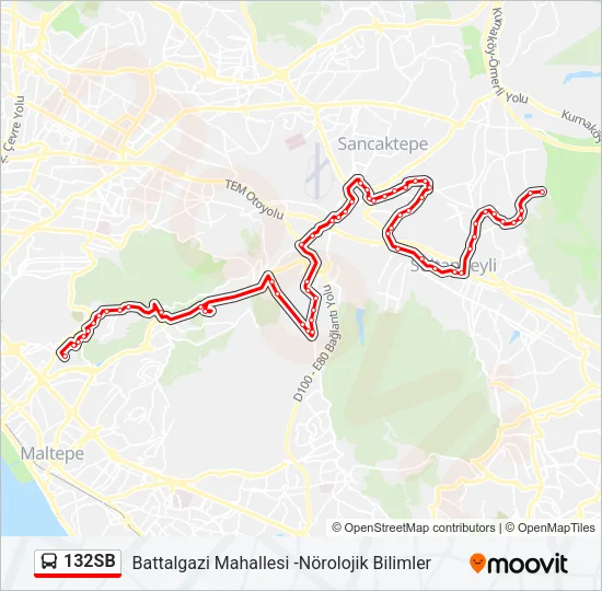 132SB Bus Line Map