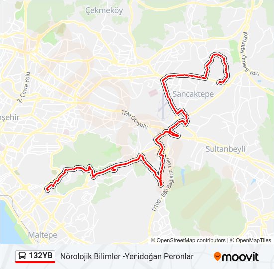 132YB bus Line Map