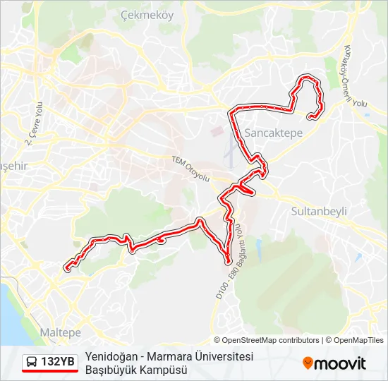 132YB Bus Line Map