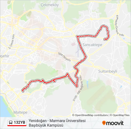 132YB Bus Line Map