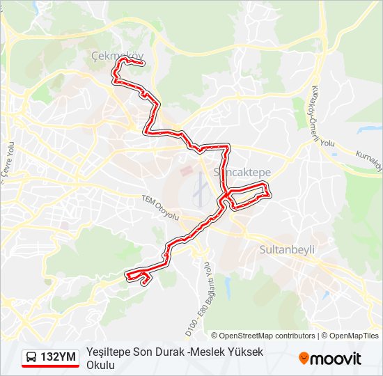 132YM bus Line Map