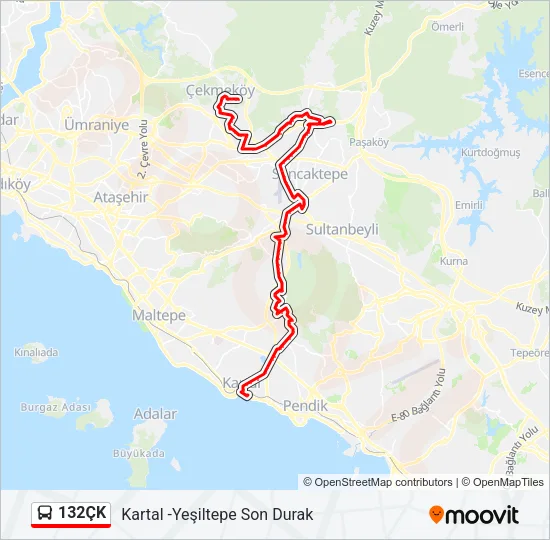 132ÇK Bus Line Map