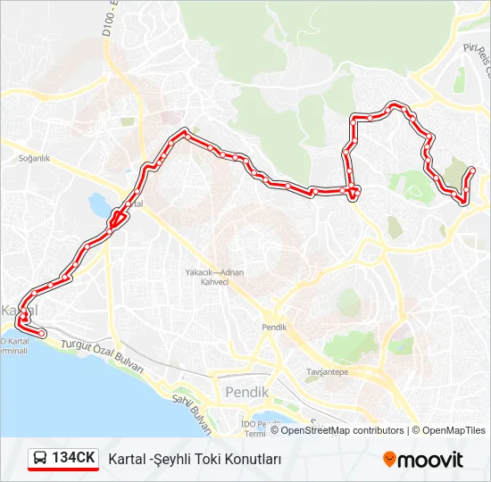 134CK Bus Line Map