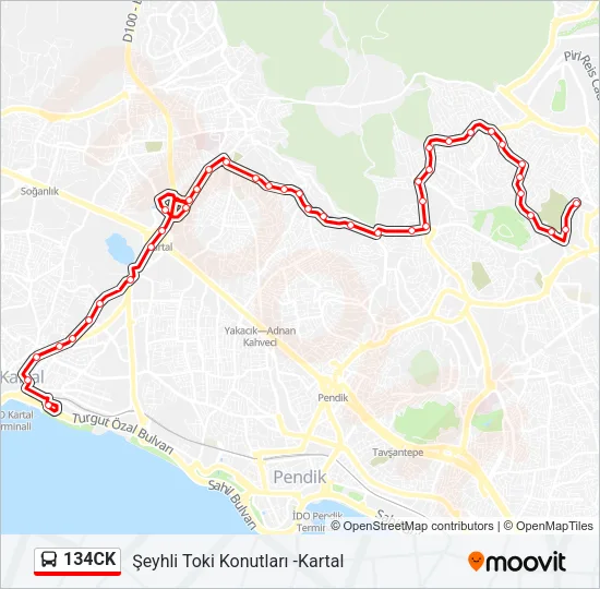 134CK Bus Line Map