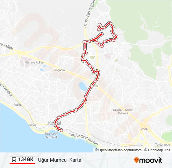 134GK Bus Line Map