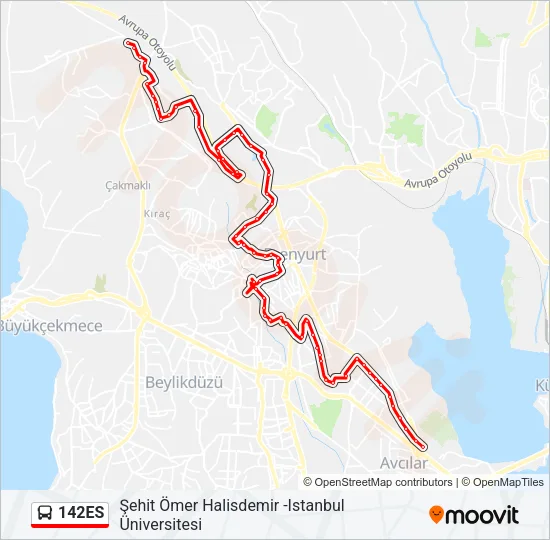 142ES Bus Line Map
