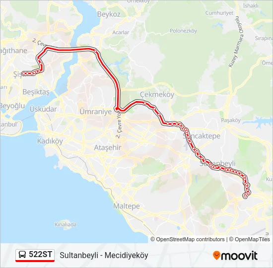 522ST Bus Line Map