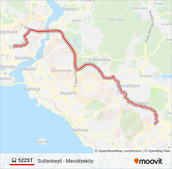 522ST Bus Line Map