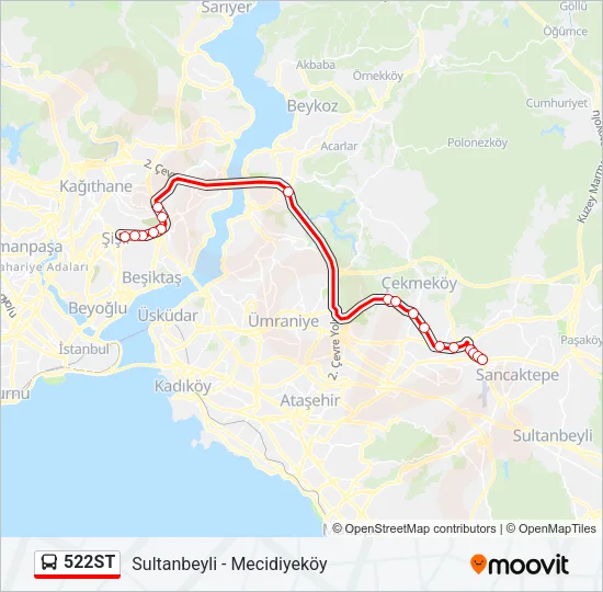 522ST Bus Line Map