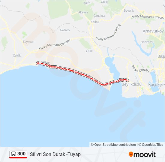 300 otobüs Hattı Haritası