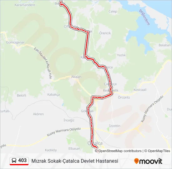 403 Route: Schedules, Stops & Maps - Mızrak Sokak-Çatalca Devlet ...
