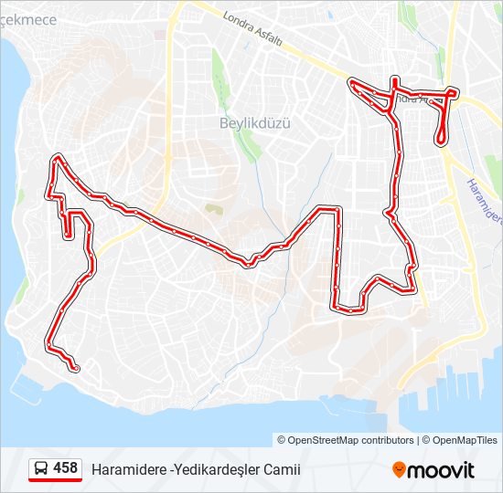 458 bus Line Map