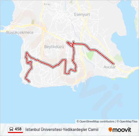 458 Bus Line Map