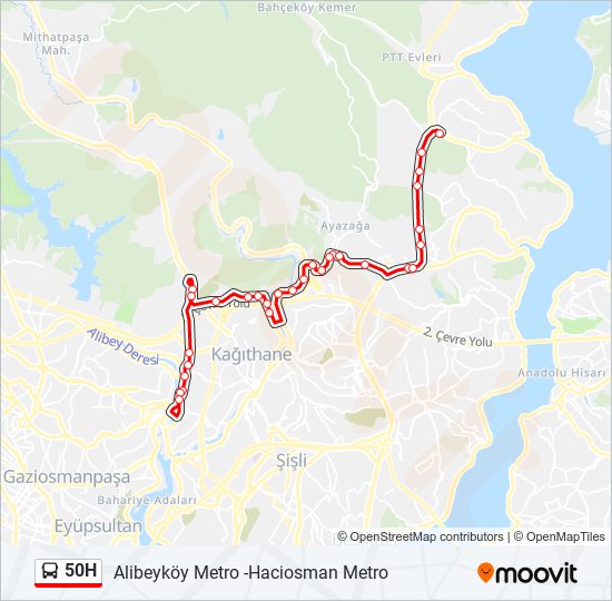 50H otobüs Hattı Haritası