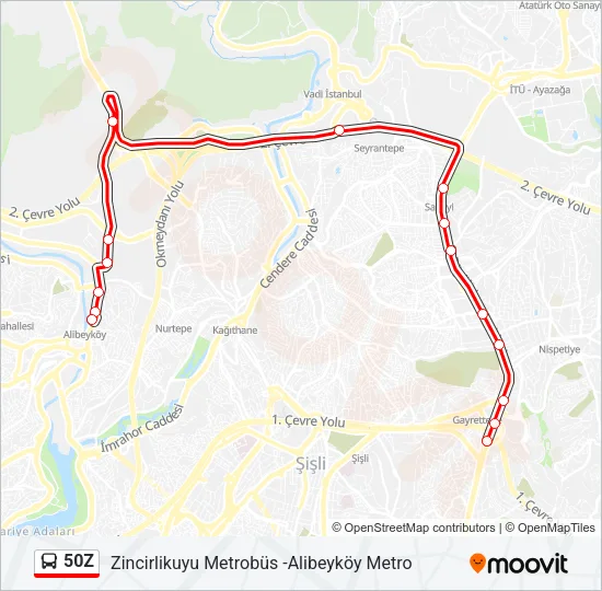 50Z Bus Line Map