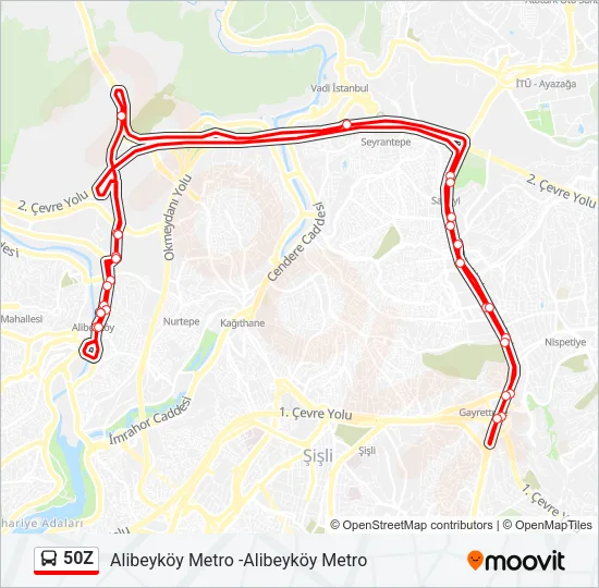 50Z Bus Line Map