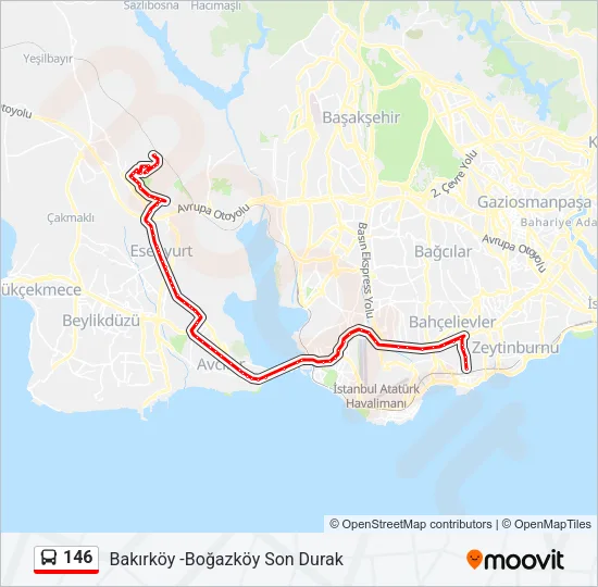 146 Bus Line Map