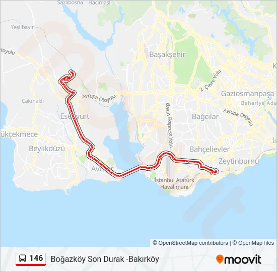 146 Bus Line Map