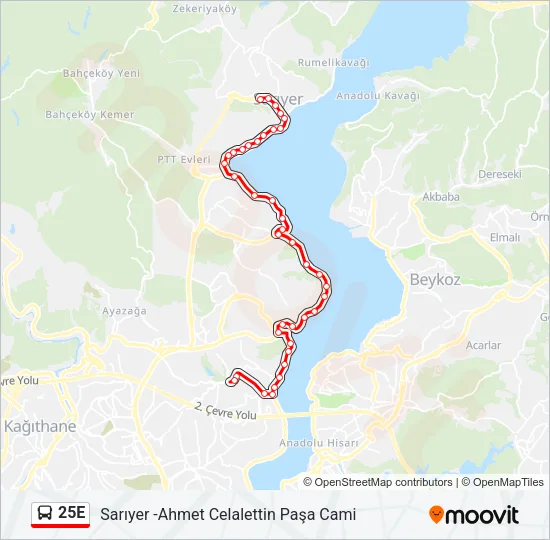 25E Bus Line Map