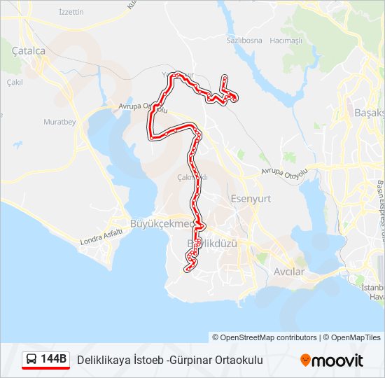 144B bus Line Map