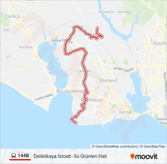 144B Bus Line Map