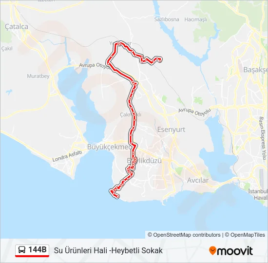 144B Bus Line Map