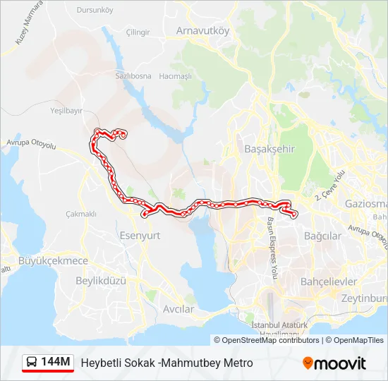 144M Bus Line Map