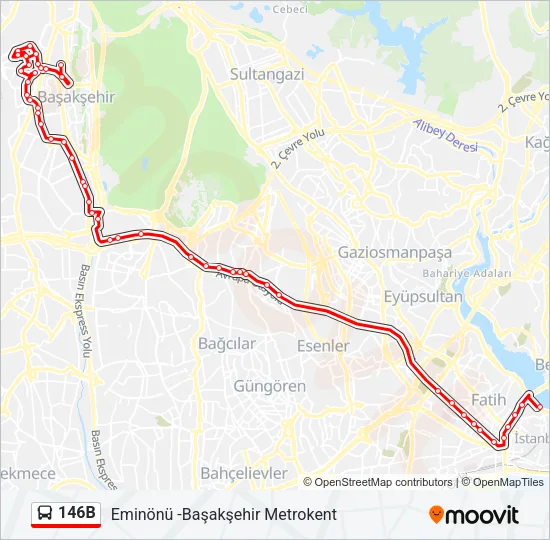 146B Bus Line Map