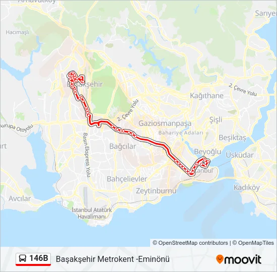 146B Bus Line Map