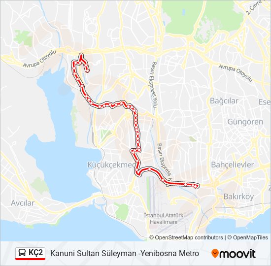 KÇ2 bus Line Map