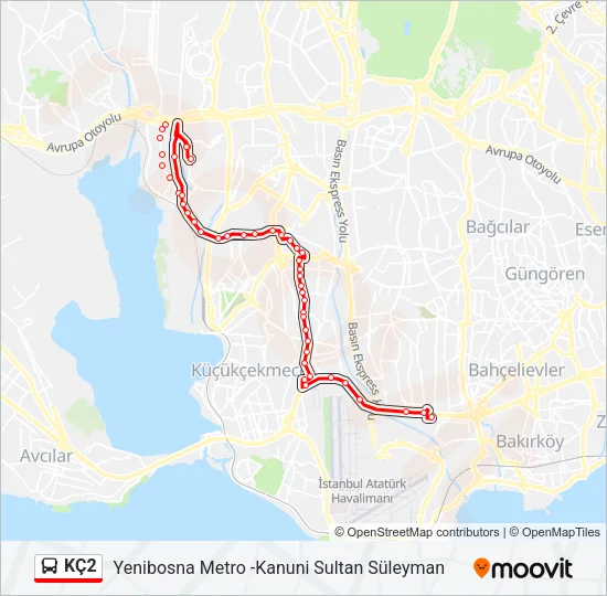 KÇ2 Bus Line Map