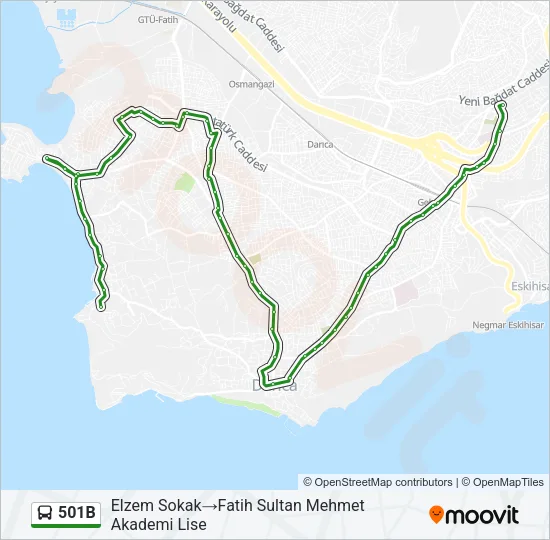 501B Bus Line Map