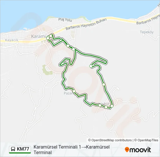 KM77 Bus Line Map