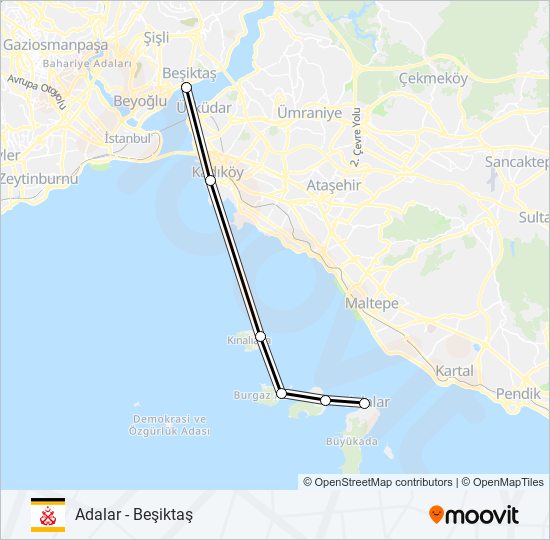 Adalar - Beşiktaş ferry Line Map