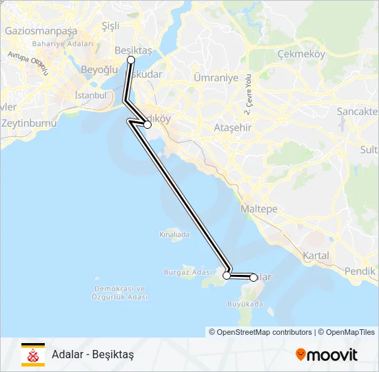 ADALAR - BEŞIKTAŞ Ferry Line Map