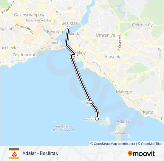 ADALAR - BEŞIKTAŞ Ferry Line Map