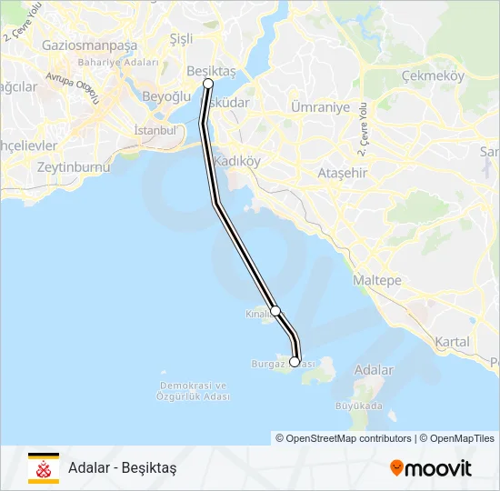 ADALAR - BEŞIKTAŞ Ferry Line Map