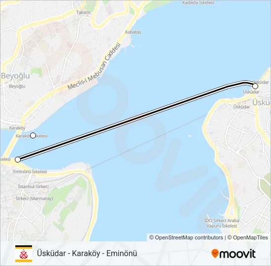 ÜSKÜDAR - KARAKÖY - EMINÖNÜ Ferry Line Map