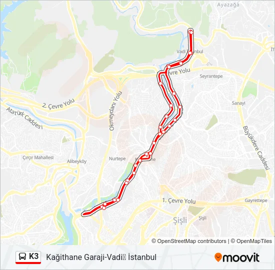 K3 Bus Line Map