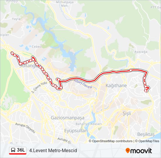 36L otobüs Hattı Haritası