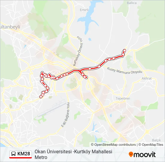 KM28 Bus Line Map