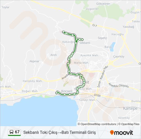 67 Bus Line Map